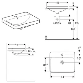 Geberit VariForm Einbauwaschtisch 55 x 45 cm (500741012)