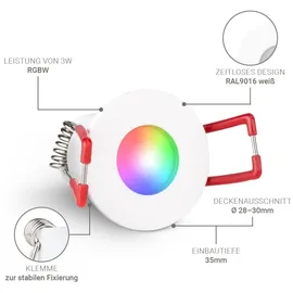 Longlife LED Einbaustrahler Mini Livorno 3W RGBW IP65 - Farbe: weiß - Anzahl: 10x