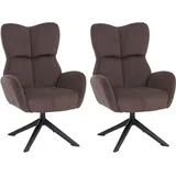 2er-Set Esszimmerstuhl HWC-Q54, Loungestuhl Polsterstuhl, drehbar Metall Cord