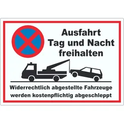 HB-Druck Parken verboten Ausfahrt Tag und Nacht freihalten Aufkleber A0 (841x1189mm)