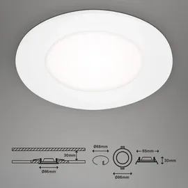 Briloner Einbauleuchte 3er Set rund weiß Kunststoff Ø8,6cm 3W