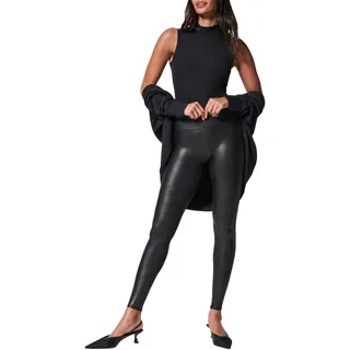 SPANX Kunstleder-Leggings für Damen, Bauchkontrolle, Schwarz, Large Zierlich - L Petite