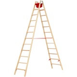 Hymer Holz-Stufenstehleiter beidseitig begehbar 2x12 Stufen Länge 3,48 m