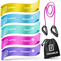TAVIALO Widerstandsbänder 5er Set + Expander, Fitnessbänder für Krafttraining,