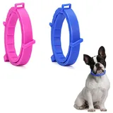SSyang Leuchtendes Präventionshalsband, 2 Stücke Zeckenhalsband für Hunde und Katzen Gegen Parasiten mit bis 8-Monatigen Schutz,Fluoreszierendes Halsband Universell Jede Größe Verstellbar(Rosa+Blau)