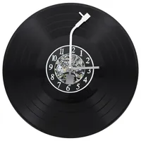 HOMSFOU Einzigartige Musikuhr Vinyl-Schallplatten-Wanddekoration Coole Hängeuhr Runde Schallplattenuhr Dekoratives Bar- Raumdekoration Aus Kunststoff Für Musikfans Und Musiker