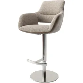 DeLife Barstuhl Yago-Flex Materialmix Mikrofaser Schlamm / Bouclé Schlamm Drehfußhöhenverstellbar Edelstahl drehbar Taschenfederkern, Barstühle