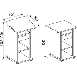 VCM Holz Standschreibtisch ideal für Beamer Projektor Rollen Neta