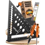 Zimmermannswinkel 180mm – Präzises Anschlagwinkel Set mit Tieflochmarker, Exakter 90 Grad Tischlerwinkel als Werkzeug für Holzbearbeitung, Metall & mehr, Geschenk für Zimmerer, Schreiner & Heimwerker