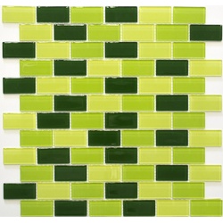 Mosani Mosaikfliesen Verbund Mosaikfliesen gelb kiwi grün Brick Glasmosaik BAD