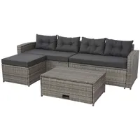 Mendler HWC-J34 Pollyrattan Lounge-Set grau