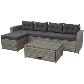 Mendler HWC-J34 Pollyrattan Lounge-Set grau