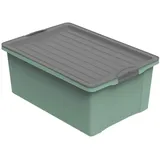 Rotho Compact Aufbewahrungsbox 38l mit Deckel, Kunststoff (PP recycelt) BPA-frei, grün/anthrazit, A3/38l (57.0 x 40.0 x 25.0 cm)