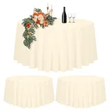 2er-Set Beige Runde Tischdecke 305cm Durchmesser, Runde Tischdecke für Ø150-240cm Tische, Polyester Wasserdicht Waschbar Runde Große Tischdecke für Hochzeit Party Buffet Camping Restaurant (120 Zoll)