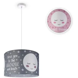 Paco Home Pendelleuchte Baby Lampenschirm Stoff Rund Sterne Kinderlampe E27
