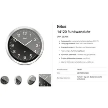 MEBUS Wanduhr 45,0 cm 14120 silber