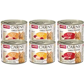 Animonda Carny Nassfutter Single Protein Mix Pur (6 x 200g), Katzen Nassfutter mit nur einer Proteinquelle von animonda, Katzenfutter für ausgewachsene Katzen