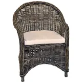 Korbsessel in Schwarz - Beige Rattan Geflecht