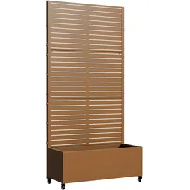 casa.pro Trennwand mit Blumenkasten 190 x 82 x 38 cm Braun Stahl