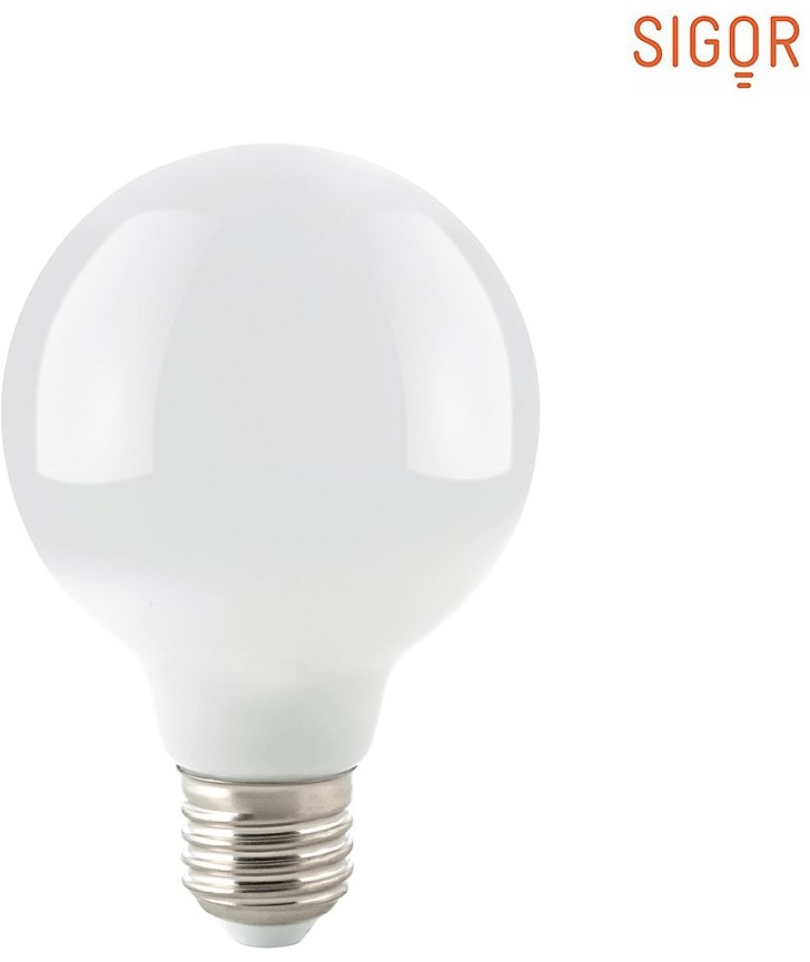 SIGOR LED Filament-Globelampe G80, E27, 9W 2700K 1055lm 300°, CRi> 90, dimmbar, opal SIG-6147101