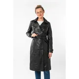 Mauritius Ledermantel "GWTaruh OT", Damen, Gr. M, schwarz, Obermaterial: 100% Schafsleder. Futter: 100% Baumwolle. Ärmelfutter: 100% Polyester, unifarben, regular fit, Mäntel, femininer Leder-Trenchcoat mit Bindegürtel