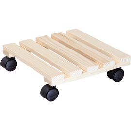 Wagner-System WAGNER Pflanzenroller PALETTI 29 x 29 x 8 cm für Innenbereich, Kiefer natur I Blumenroller aus FSC®-zertifiziertem Massivholz I Kübelroller aus Holz I Tragkraft 100 kg - 20003701