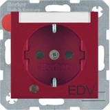 Berker Steckdose SCHUKO mit Kontroll-LED, Beschriftungsfeld und erhöhtem Berührungsschutz, rot matt 41101915
