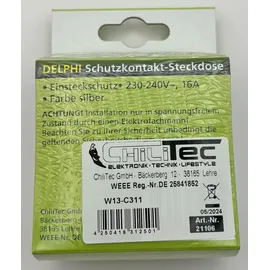 ChiliTec Schuko-Steckdose Unterputz Silber Grau 1 St.