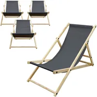 ECD Germany 4er Set Liegestuhl klappbar, Anthrazit Holz 3