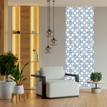 Queence Vinyltapete Muster-Blau 90x300 cm 90 g Blau