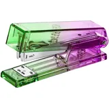IDENA Heftgerät Bicolor Acryl für Klammern, 24/6 bis zu 20 Blätter, pink/grün 129x34x64mm