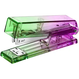 IDENA Heftgerät Bicolor Acryl für Klammern, 24/6 bis zu 20 Blätter, pink/grün 129x34x64mm