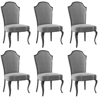 Casa Padrino Esszimmerstuhl Luxus Barock Esszimmer Stuhl Set Grau / Schwarz 55 x 53 x H. 113 cm - Barock Küchen Stühle 6er Set - Esszimmer Möbel im Barockstil