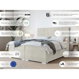 Home Affaire Polsterbett HOME AFFAIRE "Semla mit Matratze und Topper, in 3 Breiten (140, 160 und 180 cm)", grau (taupe), B:162cm H:119cm L:209cm, 100% Polyester, Betten, Polsterbett, Boxspringbett mit Kopfteil, Bettkasten, Matratze (BFK/TFK) und Topper