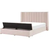 Beliani Wasserbett NOYERS Samtstoff Pastellrosa