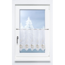 Scheibengardine Plauener Spitze - Dorfkirche im Winter "(BxH) 16,4cm * 49cm" terrabraun/Braun