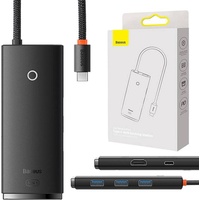 Baseus HUB Lite Series 5-Port USB-C to HDMI+USB3.0x3+PD (Black) (USB C), Dockingstation + USB Hub, Schwarz