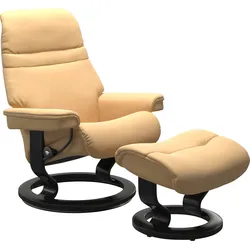 Fußhocker STRESSLESS "Sunrise", gelb, Gr. B/H/T, Material Bezug, Hocker, mit Classic Base, Gestell Schwarz