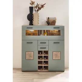 Innostyle Barschrank INNOSTYLE "FUN PLUS II", grün, H:129cm T:37cm, FSC-zertifizierter Holzwerkstoff, Schränke, Barschrank, 2 Holztüren, 19 Fächer, 1 Klappe, Softclose, ABS Kantenschutz