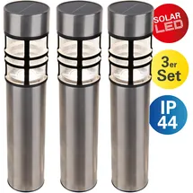 NÄVE Solarleuchte Edelstahl H 42 cm 3er Set grau