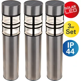 NÄVE Solarleuchte Edelstahl H 42 cm 3er Set grau