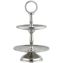 Marrakesch Orient & Mediterran Interior Etagere Annika 26cm Aluminium Silber 2 Etagen Handarbeit