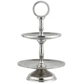Marrakesch Orient & Mediterran Interior Etagere Annika 26cm Aluminium Silber 2 Etagen Handarbeit
