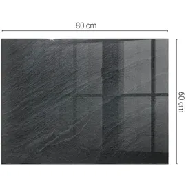 Tulup Kaminbodenplatte Glas 80 x 60 x 0,4 cm Schwarz