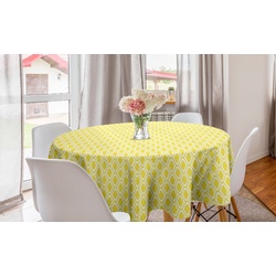 Abakuhaus Tischdecke Kreis Tischdecke Abdeckung für Esszimmer Küche Dekoration, Zitronen Abstrakte Zitrone Motive Kunst weiß