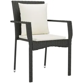 vidaXL 5-tlg. Garten-Essgruppe mit Kissen Schwarz Poly Rattan