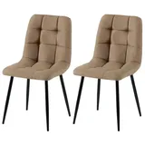 CLP 2er Set Esszimmerstuhl Tilde, Küchenstühle gepolstert mit gestepptem Bezug, Polsterstühle mit Metallgestell, bis 150 kg belastbar