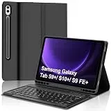 Tiiomioon Hülle mit Tastatur für Samsung Galaxy Tab S9 FE+/ S9+/ S10+ Plus 12.4 Zoll, QWERTZ Tastatur für Samsung Galaxy Tab S9 FE Plus 2023 12.4" Abnehmbare Bluetooth mit Stifthalter, Schwarz