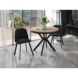 WFL GROUP Runder Ausziehbarer Esstisch - Loft Style Tisch mit Metallbeinen - 90 bis 170 cm - Industrieller Quadratischer Tisch für Wohnzimmer - Kompakt - 90 - Eiche Sonoma