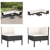 vidaXL 8 tlg. Garten Lounge Set mit Auflagen Poly Rattan Schwarz - Garten-Sofagarnitur - Garten-Sofagarnituren - Gartensofa-Set - Gartensofa-Sets - Schwarz